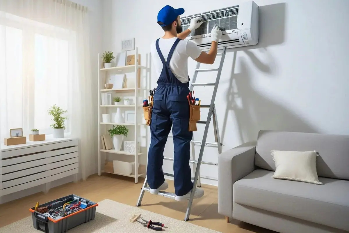 AC Blower Motor Repair San Bruno CA — technician working on a residential AC system