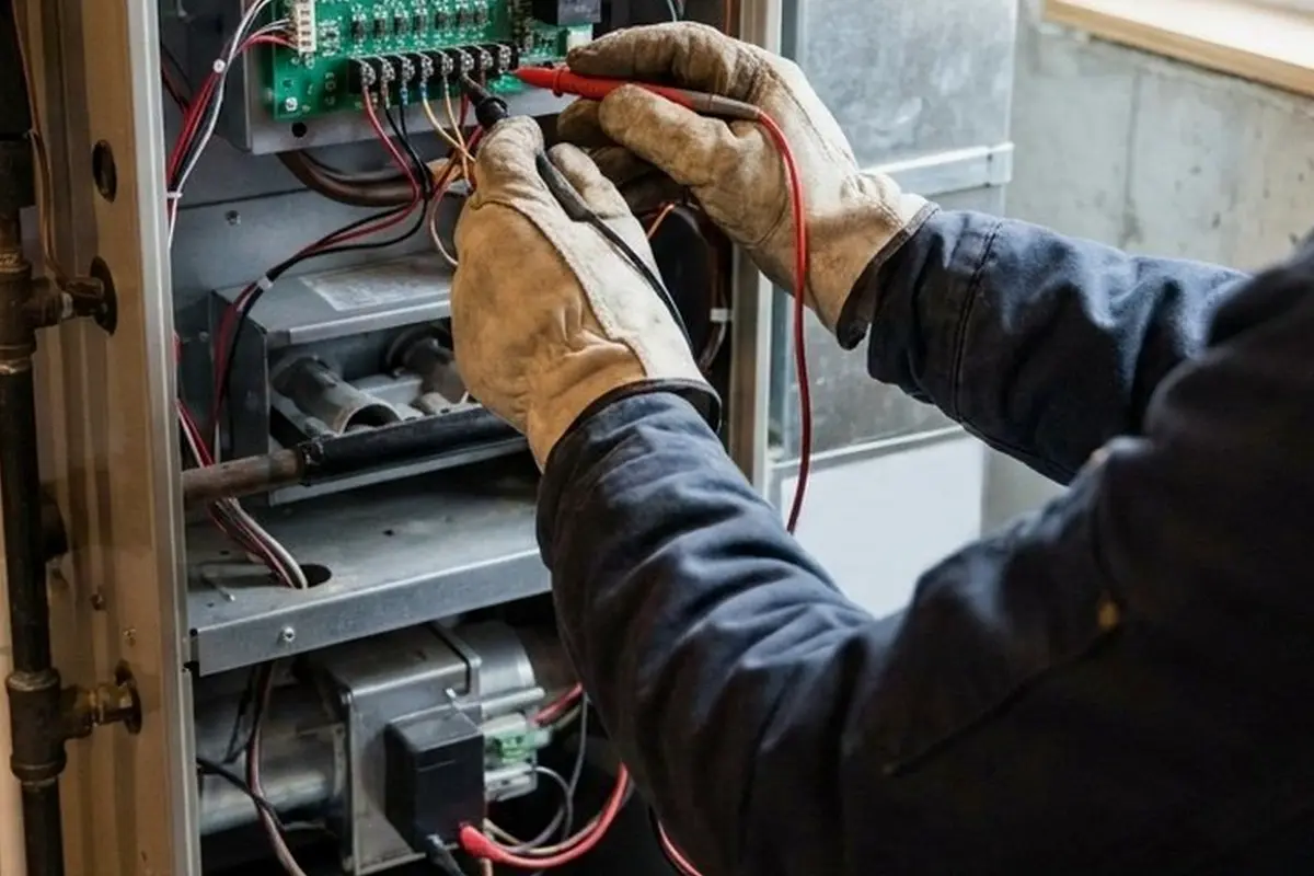 AC Capacitor Contactor Replacement San Bruno CA — technician testing AC electrical components
