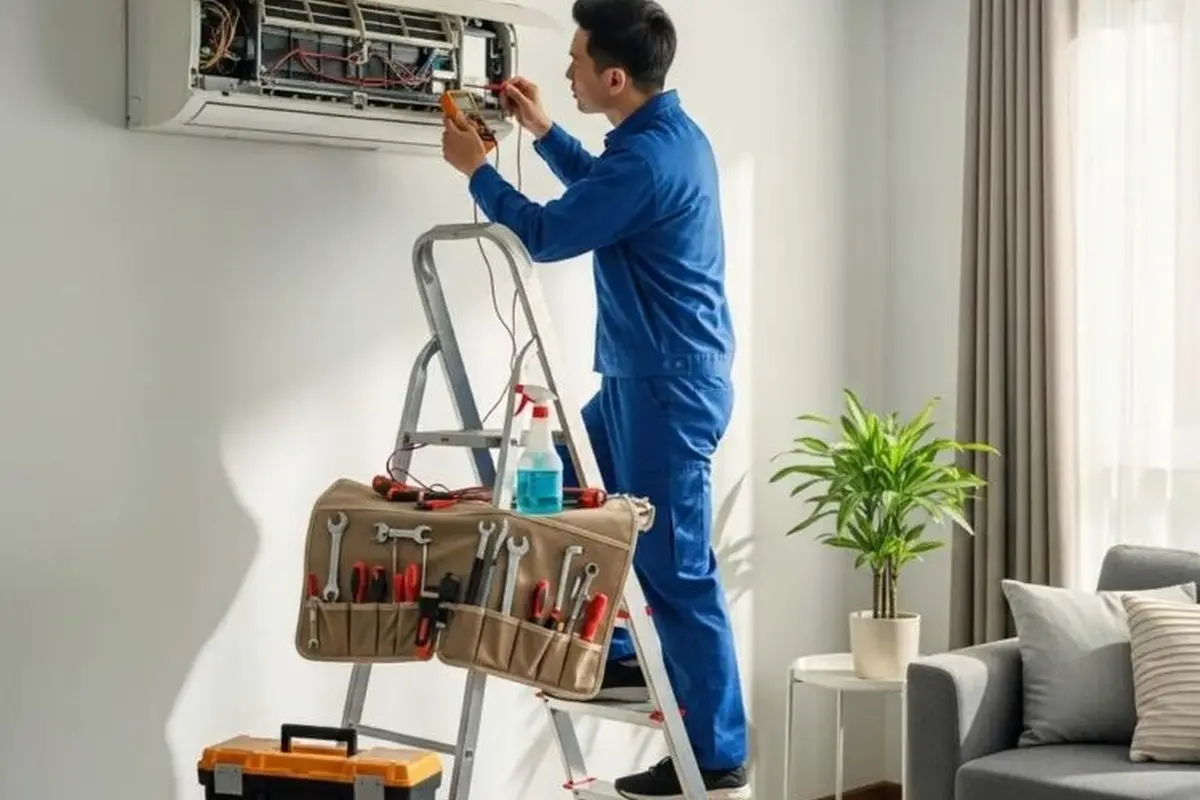 AC Refrigerant Leak Repair San Bruno CA — technician working on a residential AC system