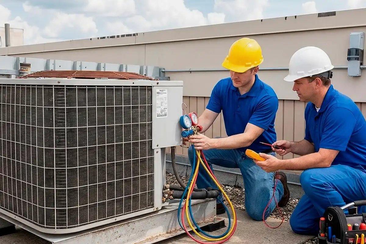 Central AC Repair or Replace San Bruno CA — new AC installation in progress