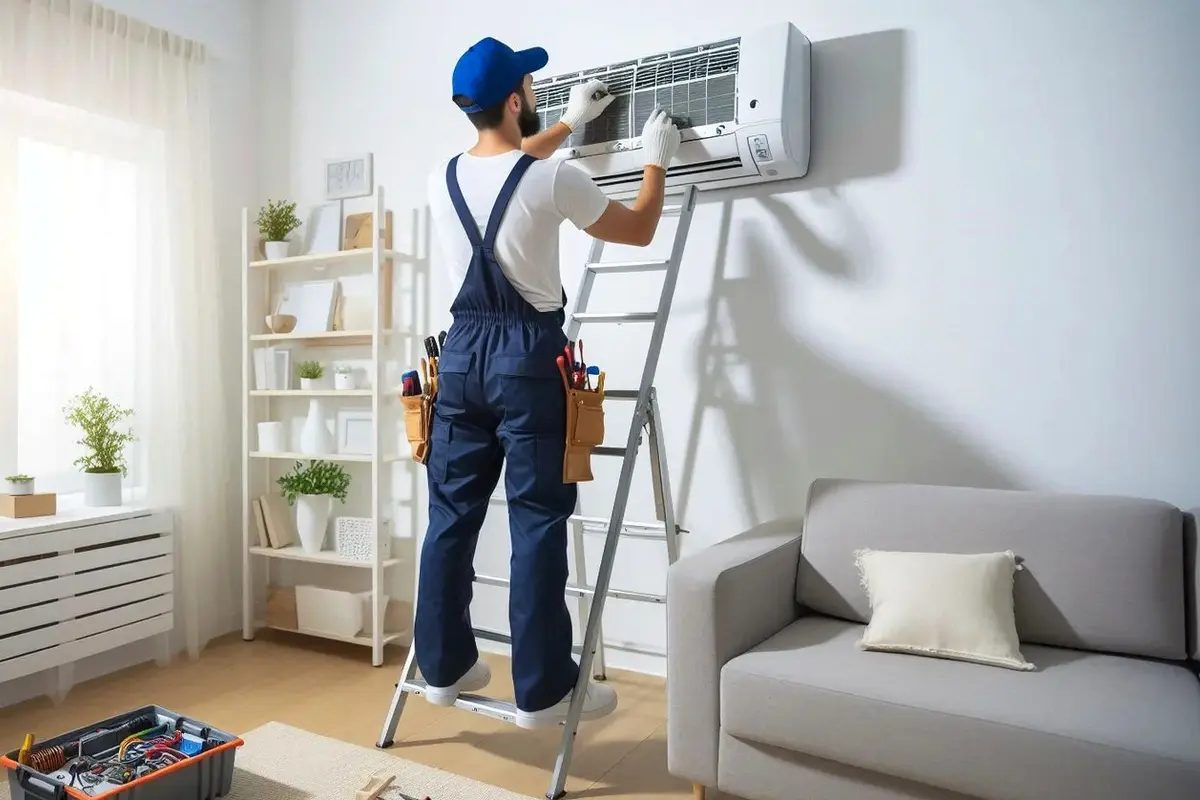 Central AC Maintenance San Bruno CA — technician working on a residential AC system