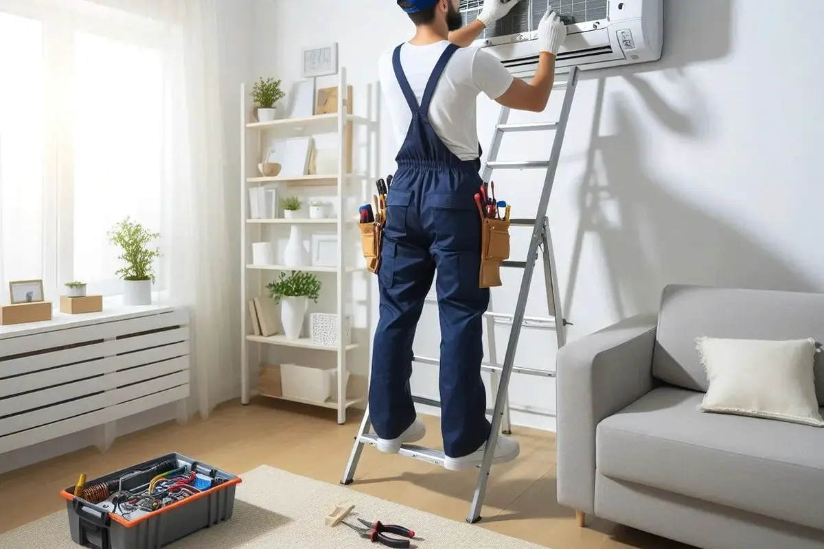 AC Blower Motor & Fan Repair in Belle Air Park San Bruno CA — technician working on a residential AC system