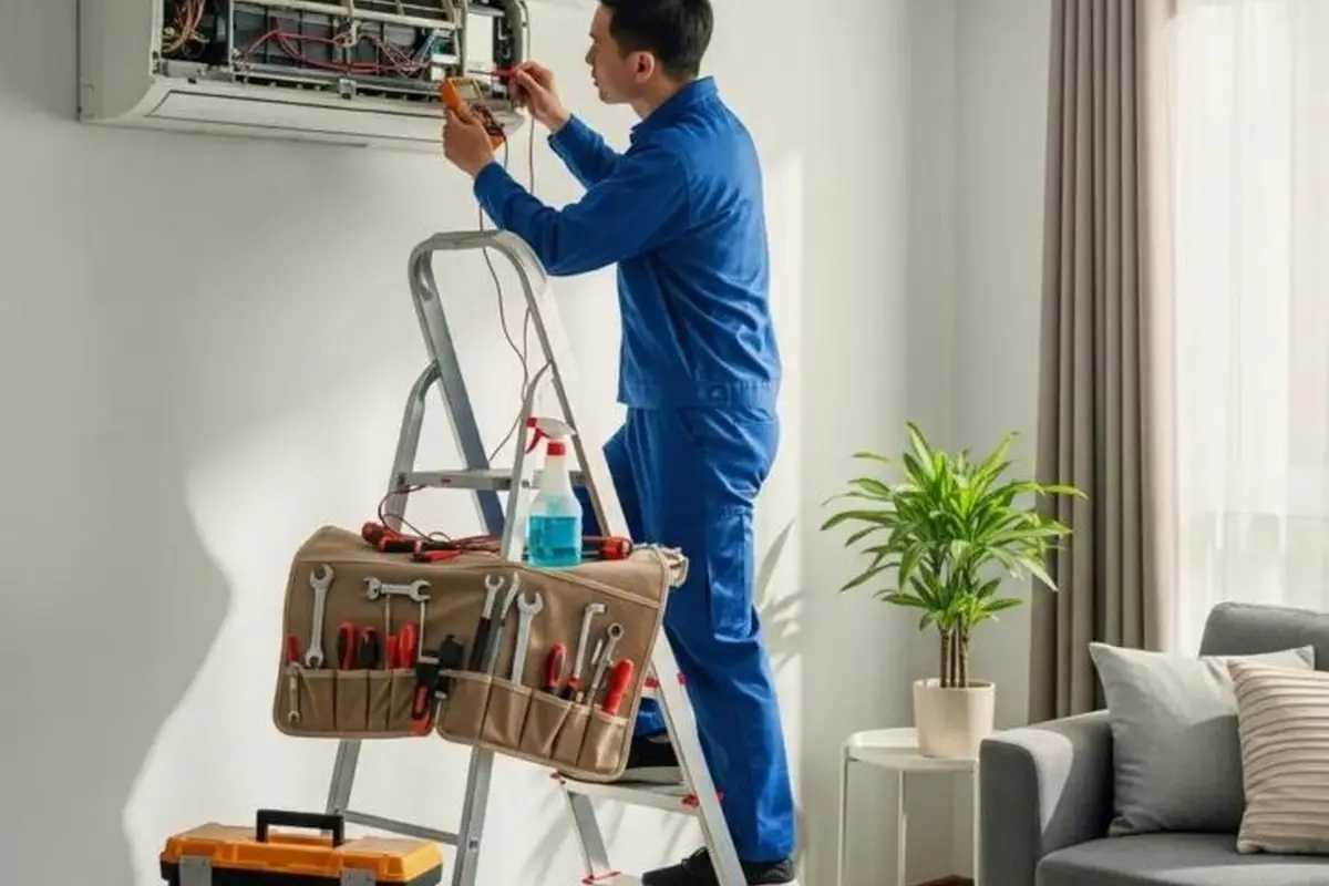 AC Blower Motor & Fan Repair in Mills Park San Bruno CA — technician working on a residential AC system
