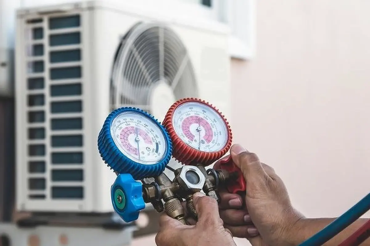 AC Blower Motor & Fan Repair in Rollingwood San Bruno CA — refrigerant gauges during AC service