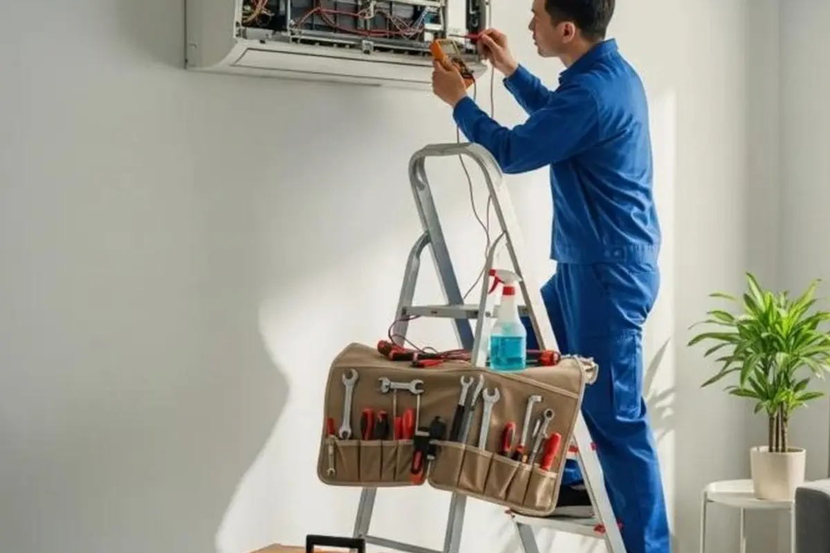 AC Capacitor & Contactor Replacement in Mills Park San Bruno CA — technician working on a residential AC system