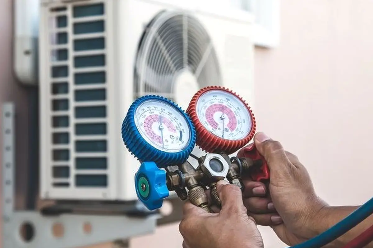 AC Capacitor & Contactor Replacement in Mills Park San Bruno CA — refrigerant gauges during AC service