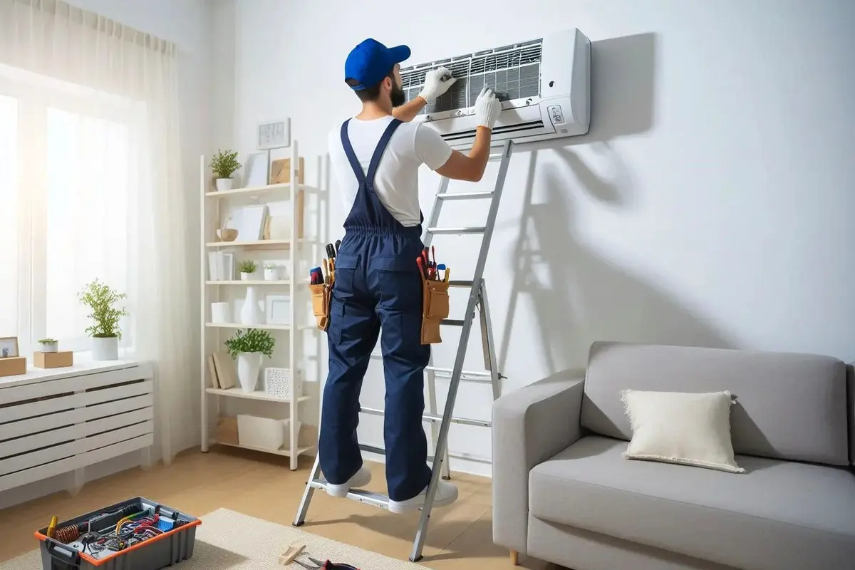 AC Capacitor & Contactor Replacement in Portola Highlands San Bruno CA — technician working on a residential AC system