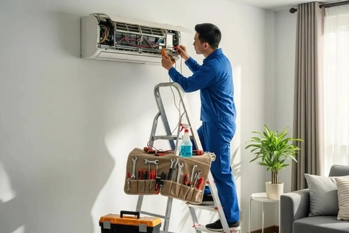 AC Capacitor & Contactor Replacement in Rollingwood San Bruno CA — technician working on a residential AC system