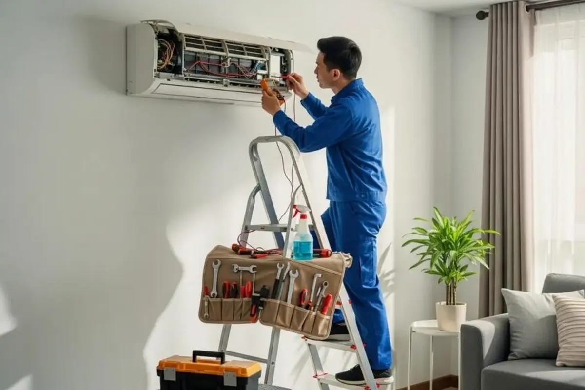 AC Compressor Repair & Replacement in Capuchino San Bruno CA — technician working on a residential AC system