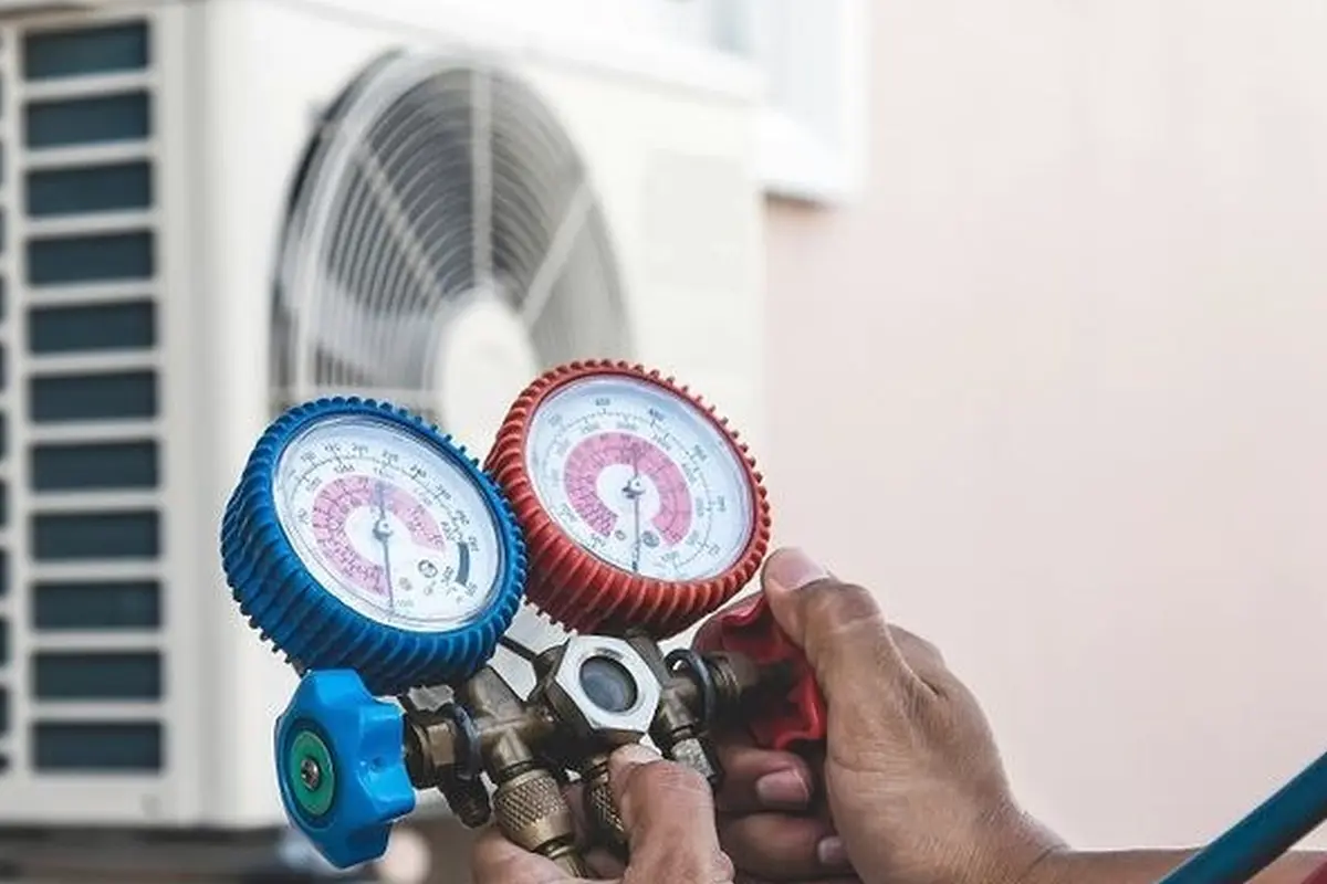 AC Compressor Repair & Replacement in Portola Highlands San Bruno CA — refrigerant gauges during AC service