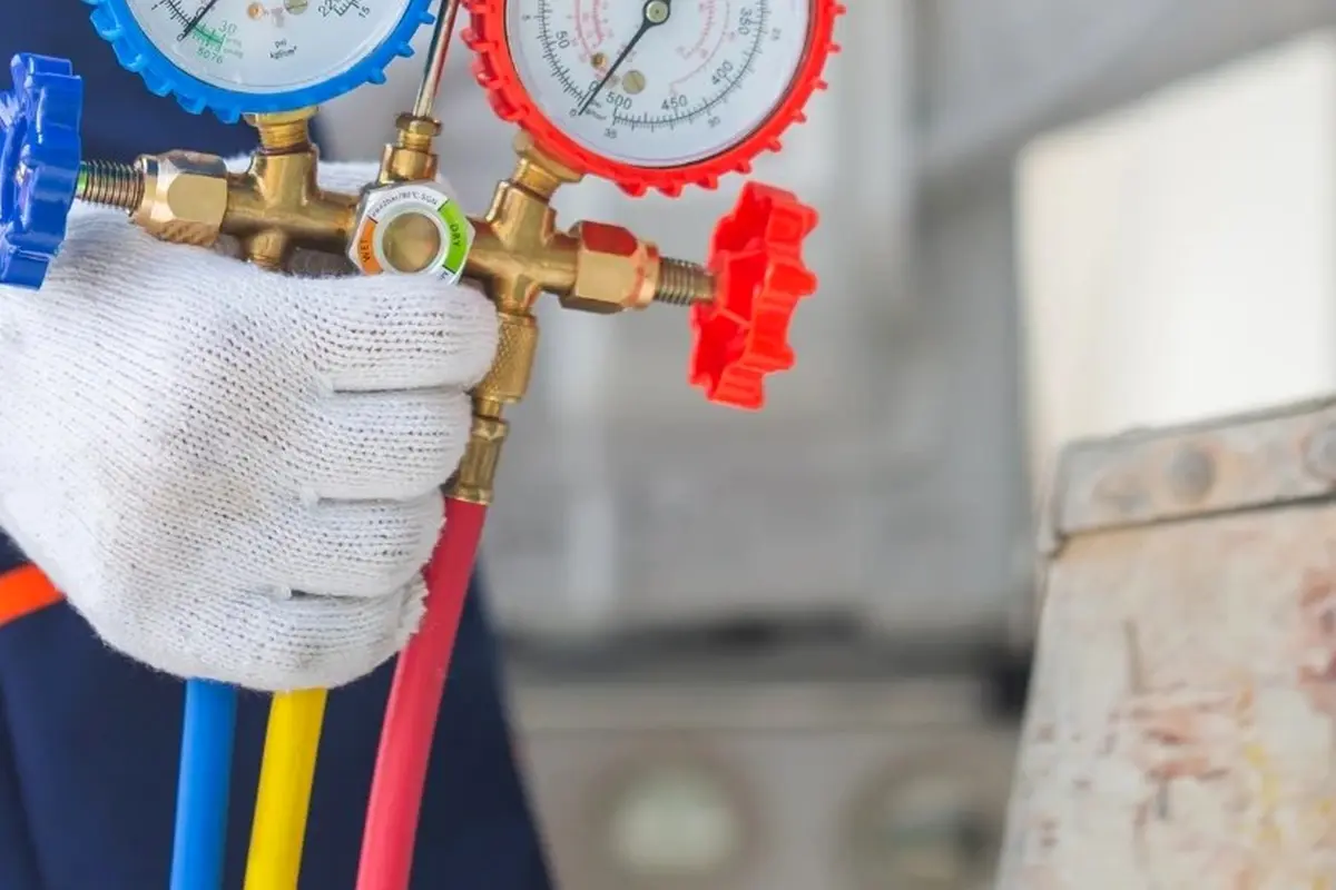 AC Compressor Repair & Replacement in Rollingwood San Bruno CA — refrigerant gauges during AC service