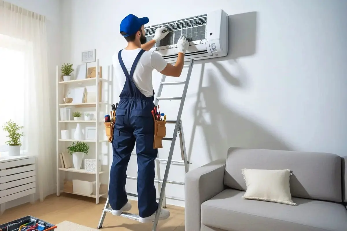 AC Compressor Repair & Replacement in San Bruno Park San Bruno CA — technician working on a residential AC system