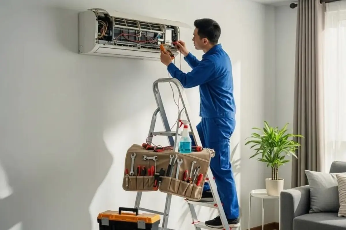 AC Refrigerant Leak Repair & Recharge in Capuchino San Bruno CA — technician working on a residential AC system