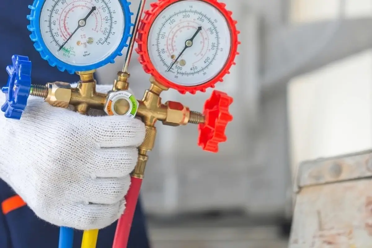 AC Refrigerant Leak Repair & Recharge in Capuchino San Bruno CA — refrigerant gauges during AC service