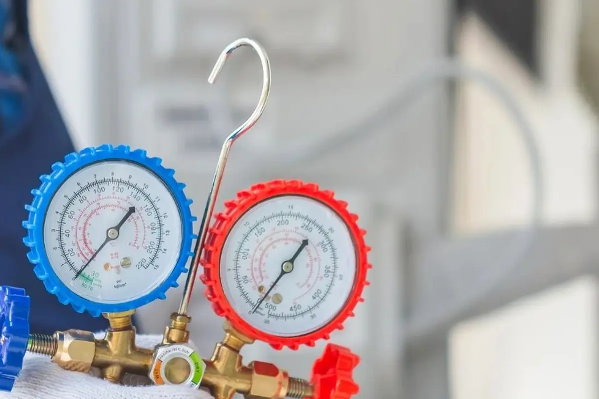 AC Refrigerant Leak Repair & Recharge in Crestmoor San Bruno CA — refrigerant gauges during AC service