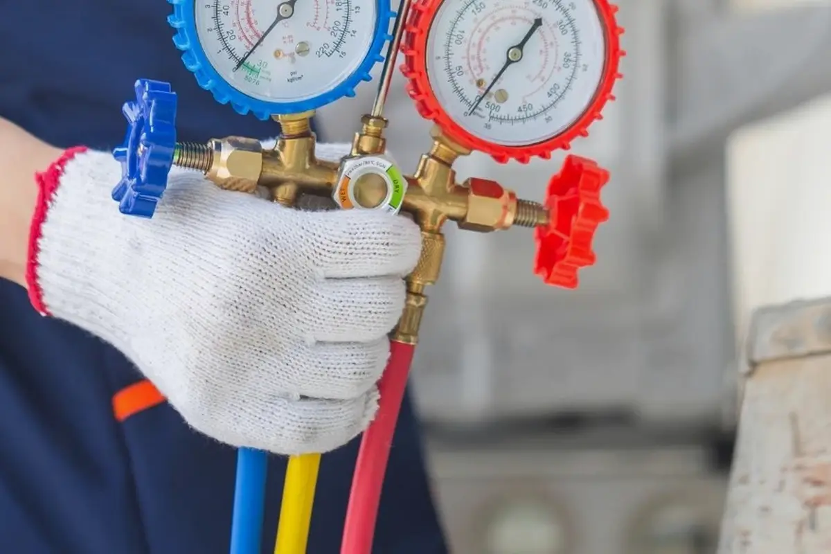 AC Refrigerant Leak Repair & Recharge in Lomita Park San Bruno CA — refrigerant gauges during AC service