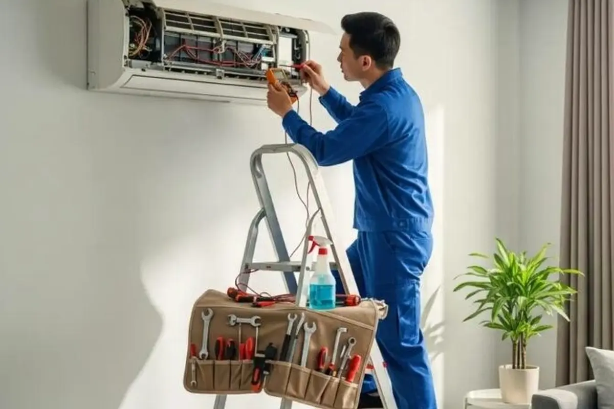 AC Refrigerant Leak Repair & Recharge in Portola Highlands San Bruno CA — technician working on a residential AC system