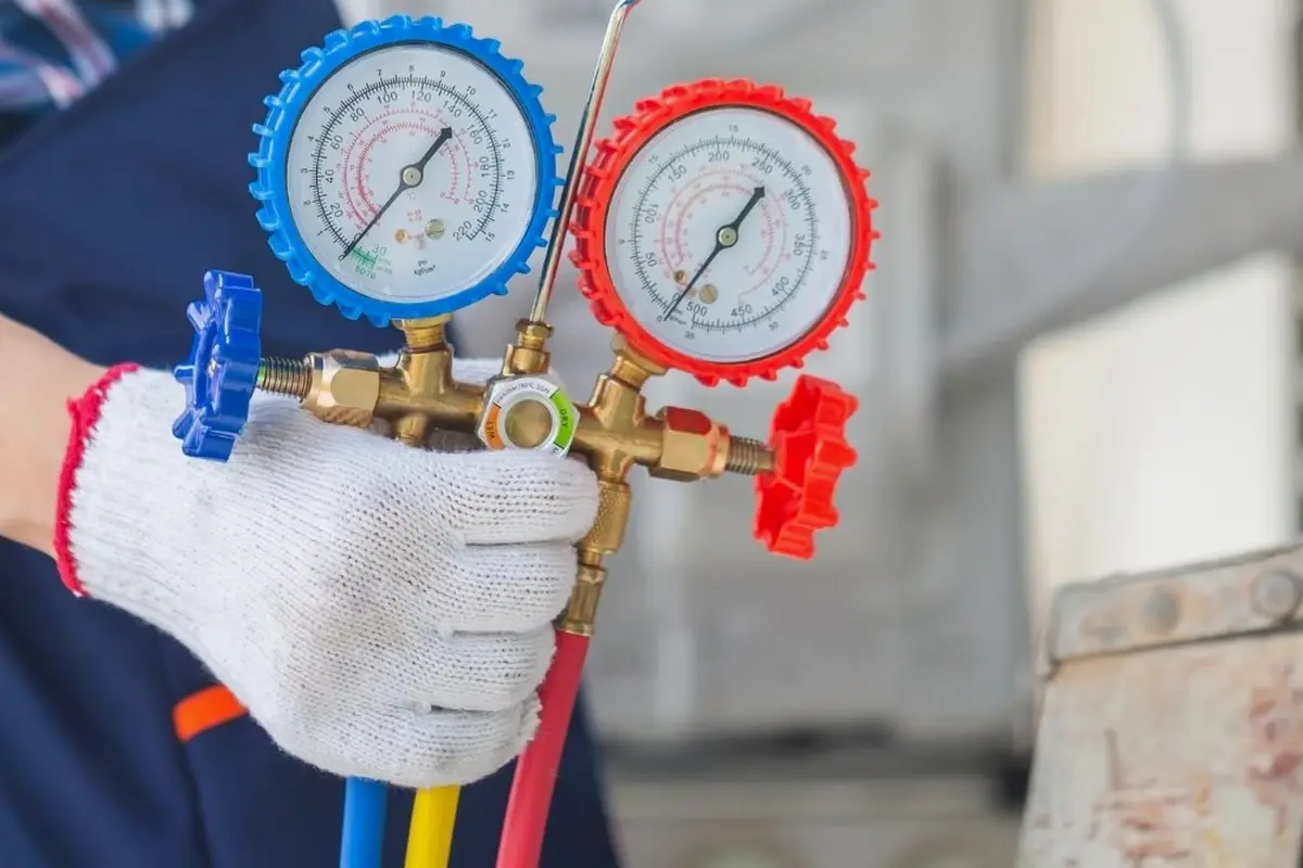 AC Refrigerant Leak Repair & Recharge in Rollingwood San Bruno CA — refrigerant gauges during AC service