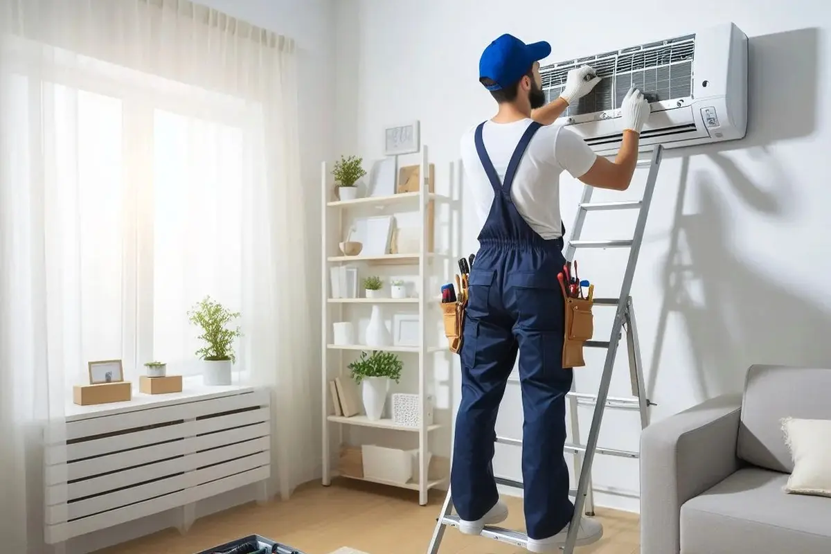 Central AC Maintenance & Tune-Up in San Bruno Park San Bruno CA — technician working on a residential AC system