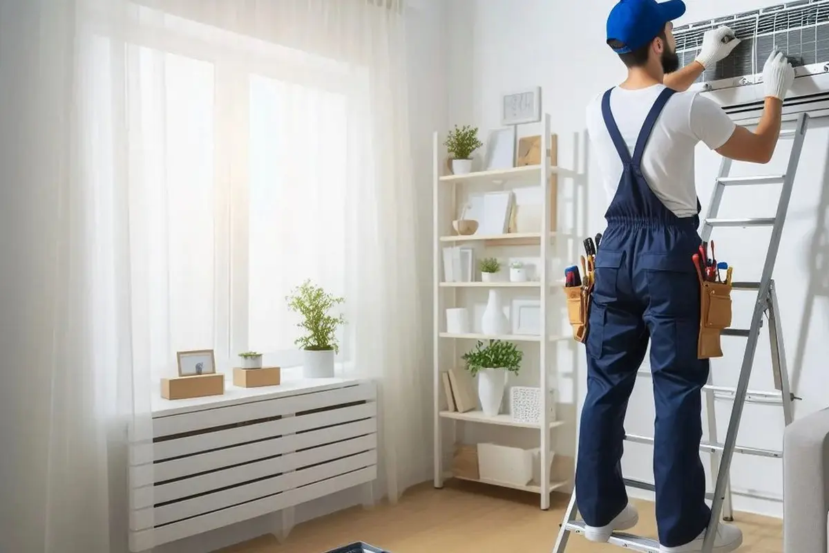 Emergency Central AC Repair in Belle Air Park San Bruno CA — technician working on a residential AC system