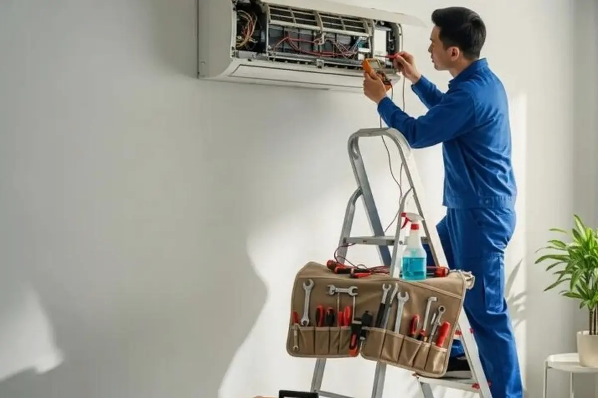 Emergency Central AC Repair in Capuchino San Bruno CA — technician working on a residential AC system