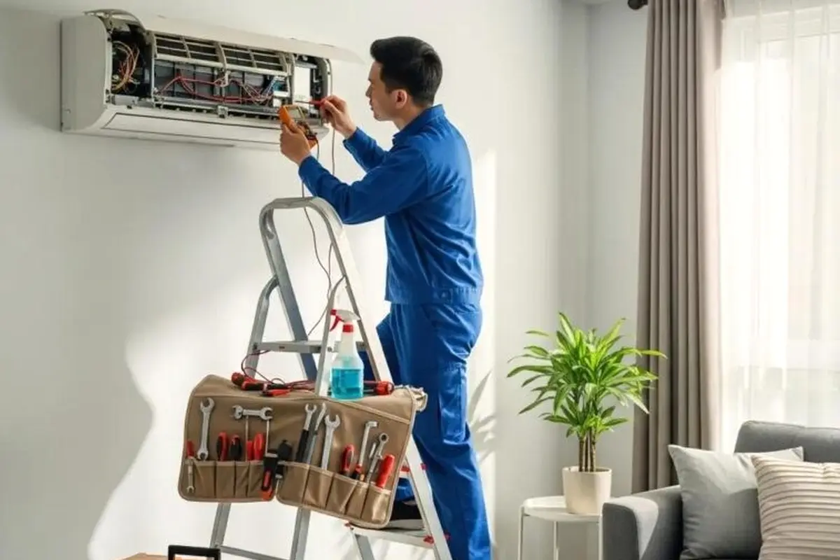 Emergency Central AC Repair in Rollingwood San Bruno CA — technician working on a residential AC system