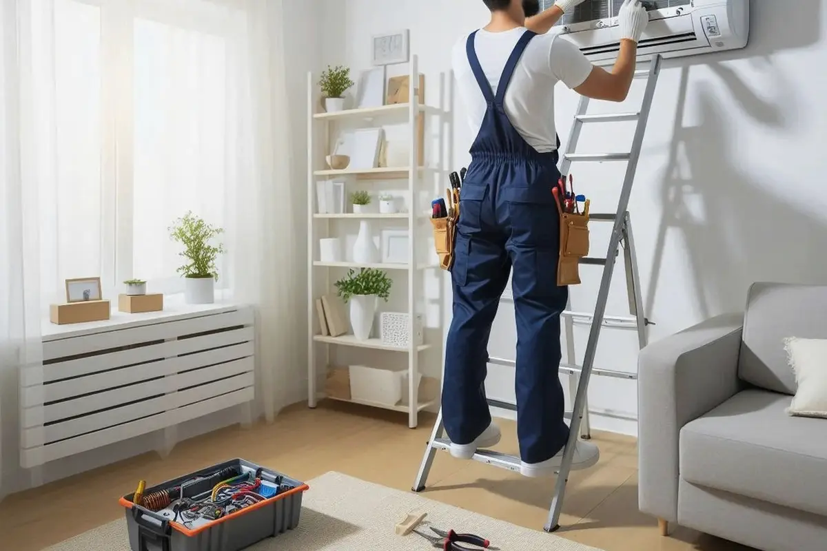 Emergency Central AC Repair in San Bruno Park San Bruno CA — technician working on a residential AC system