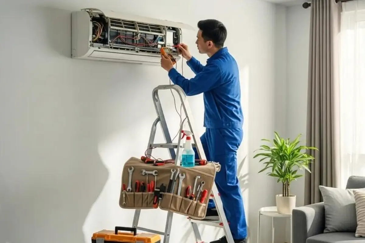 Frozen Evaporator Coil Repair in Mills Park San Bruno CA — technician working on a residential AC system