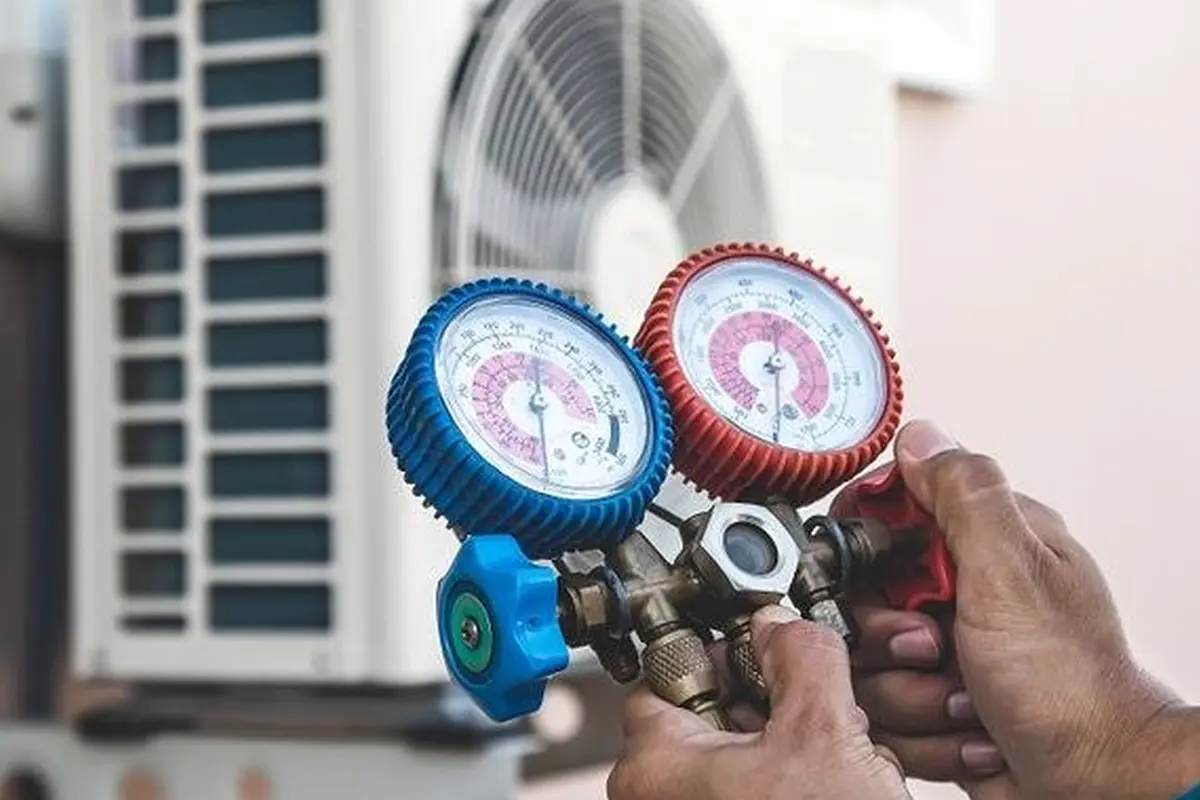Thermostat Repair & Replacement in Crestmoor San Bruno CA — refrigerant gauges during AC service