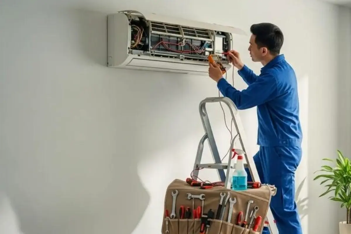 Thermostat Repair & Replacement in Lomita Park San Bruno CA — technician working on a residential AC system