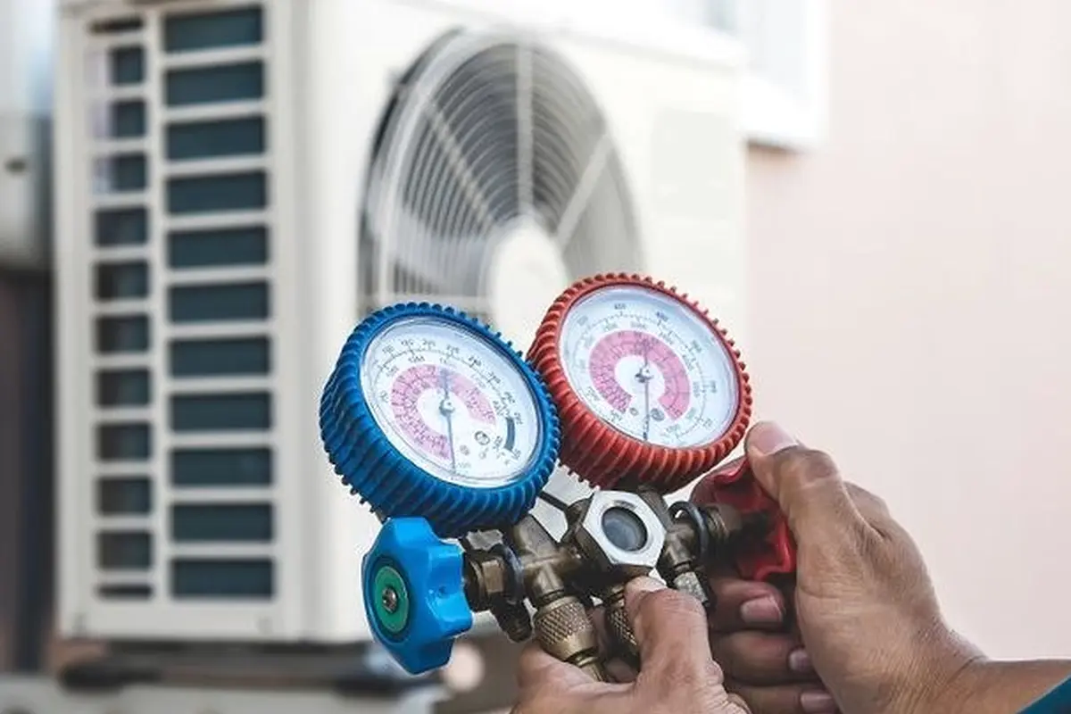 Thermostat Repair & Replacement in Lomita Park San Bruno CA — refrigerant gauges during AC service