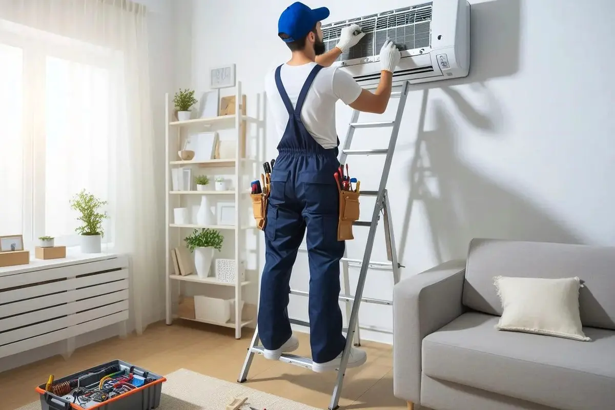 Thermostat Repair & Replacement in Mills Park San Bruno CA — technician working on a residential AC system