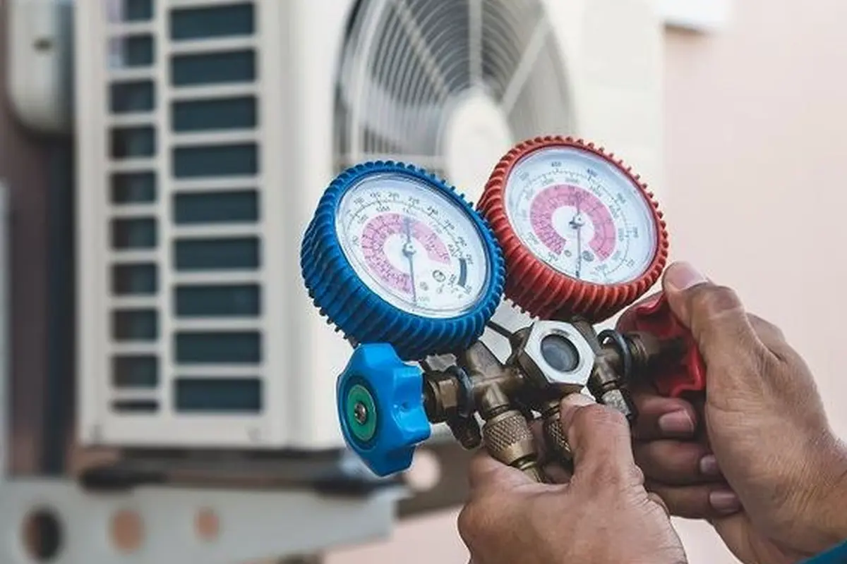 Thermostat Repair & Replacement in Rollingwood San Bruno CA — refrigerant gauges during AC service
