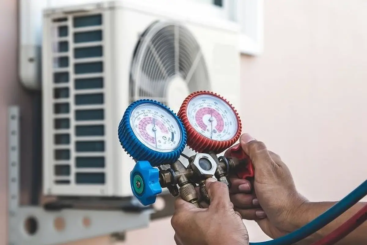 Thermostat Repair & Replacement in San Bruno Park San Bruno CA — refrigerant gauges during AC service